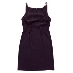 Vintage Beaded‎ Mini Sheath Dress Purple Size 4 90s Gothic Vampire Dark Romantic